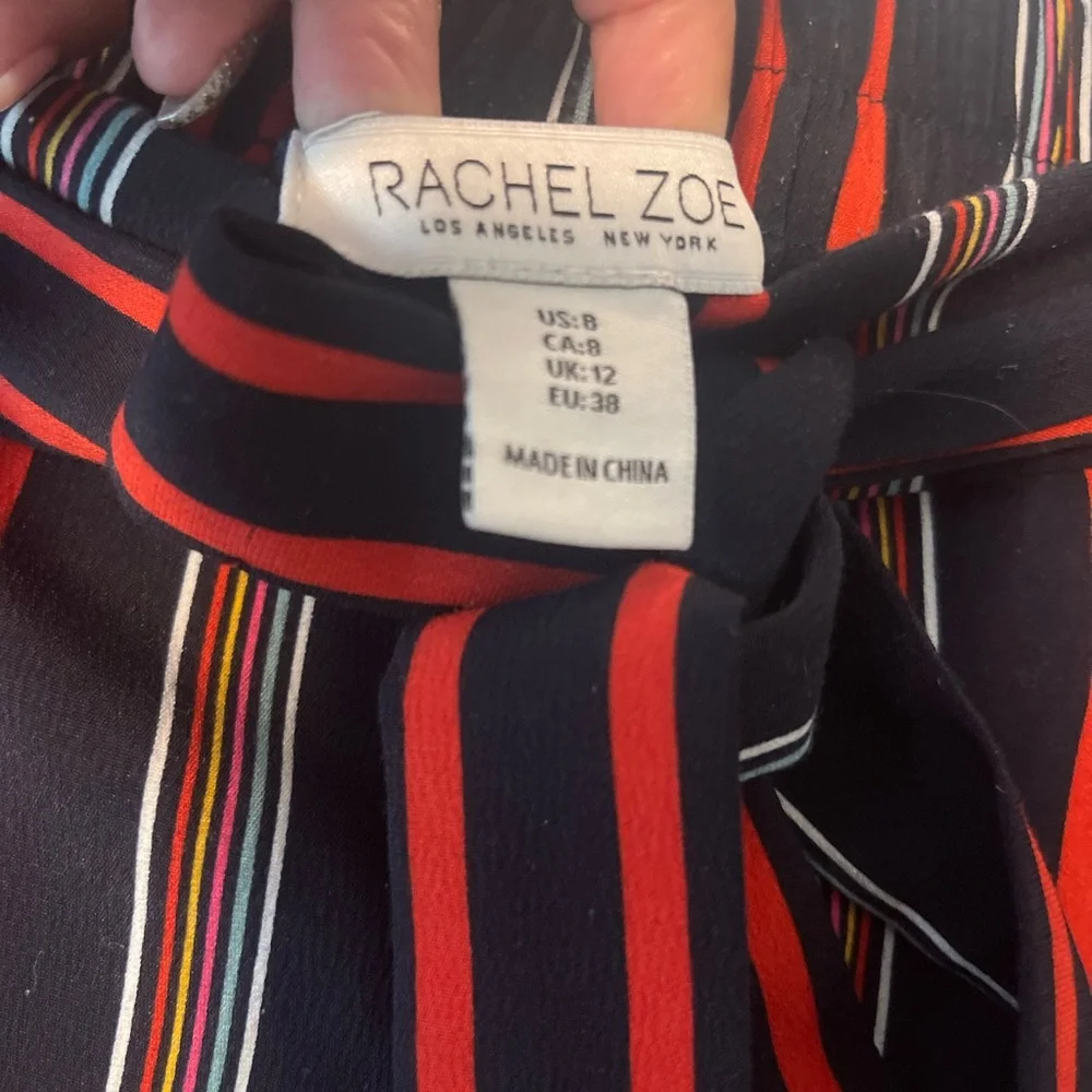 Rachel Zoe Red and Black Striped Wide Leg Pants - Picture 3 of 4